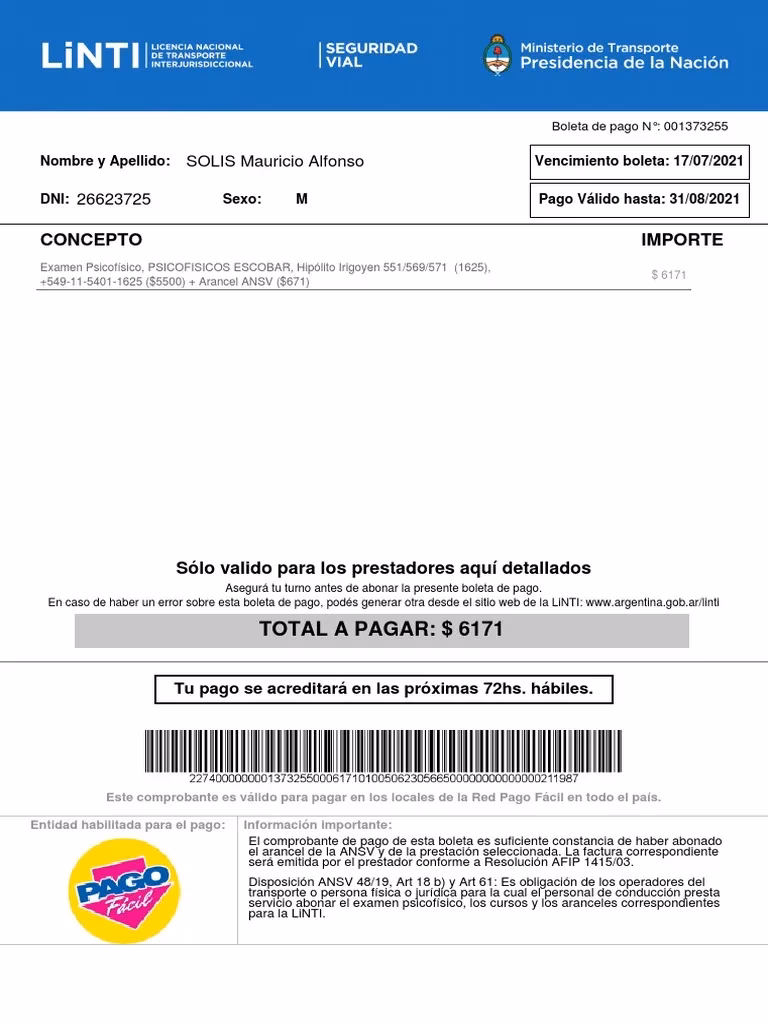 ¿Cómo se puede pagar el LiNTI?