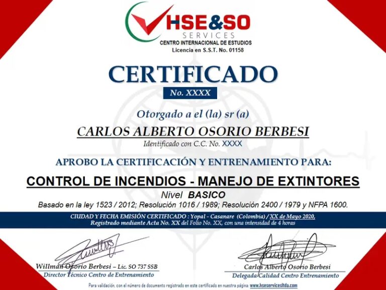 Costo y Gu&iacute;a del Certificado de Extintores