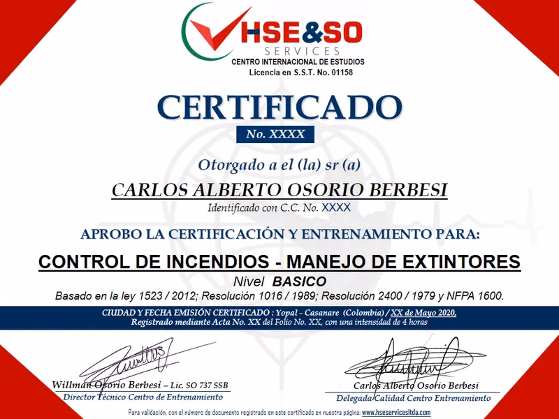 Costo y Guía del Certificado de Extintores
