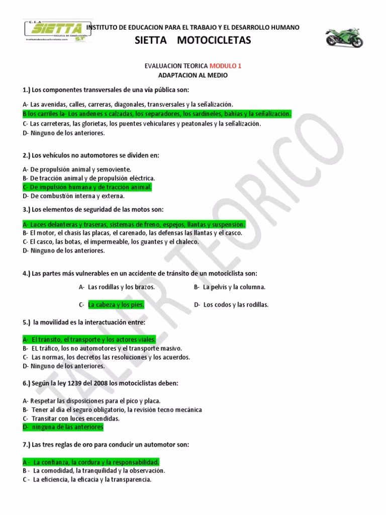 &iquest;C&oacute;mo es el examen te&oacute;rico de manejo de moto?