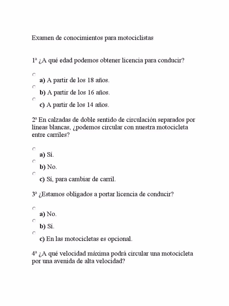 &iquest;Qu&eacute; preguntas vienen en un examen de moto?