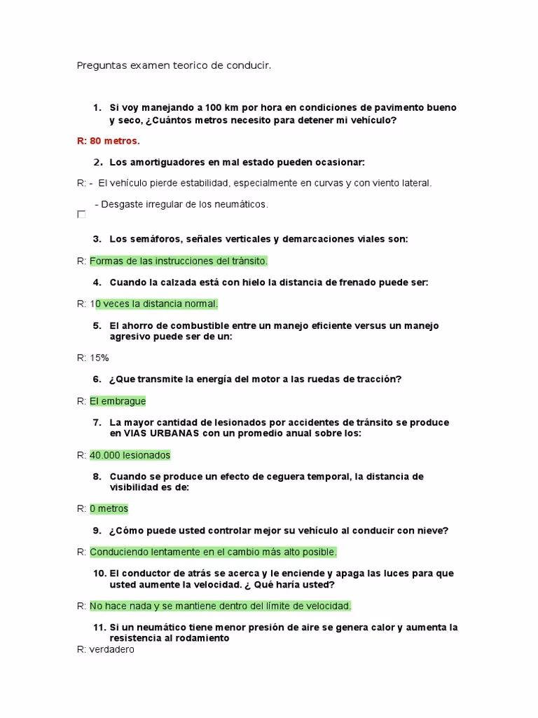 ¿Cuáles son los 14 temas del examen teórico?